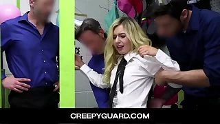 CreepyGuard-Shoplifter Minxx Marley inviting the officers man meats three at in a moment into the brush frowardness and pussy
